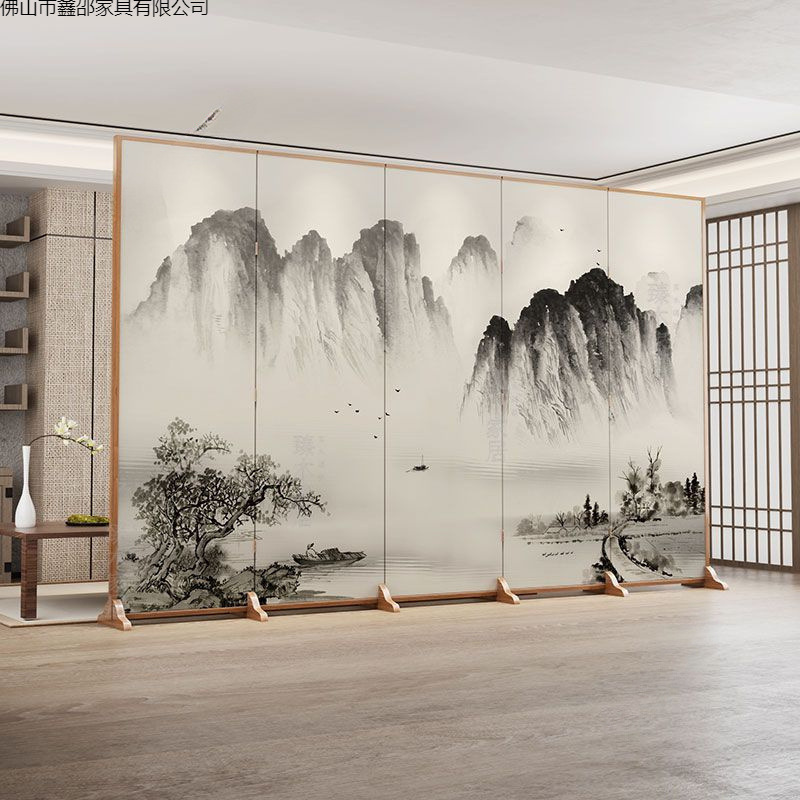 Simple modern Chinese style screen partition, living room covering, entrance office, hotel foldable folding electric fan