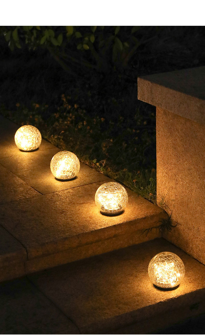 Solar powered ice hockey ground lamp, lawn plug-in lamp, outdoor courtyard garden, step atmosphere decoration, LED crack light