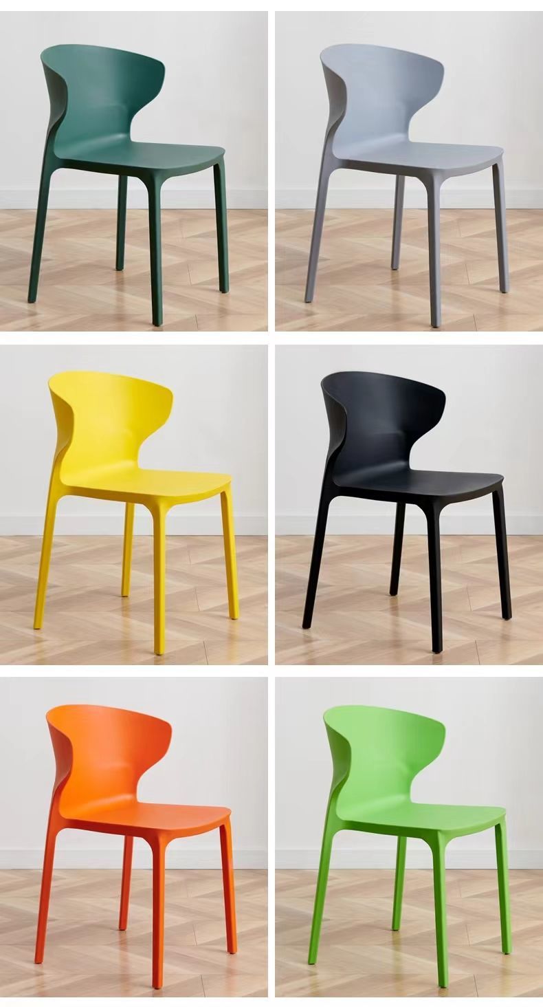 Modern minimalist dining chairs, household chairs, cow horn chairs, plastic chairs, leisure chairs, thickened adult backrest plastic chairs