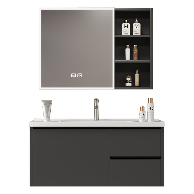 Honeycomb aluminum drawer bathroom cabinet ceramic integrated basin fully sealed mirror cabinet washbasin cabinet combination washbasin cabinet