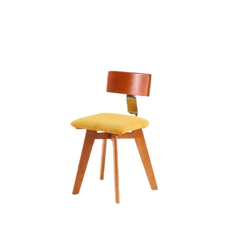 Medieval dining chairs with corduroy Nordic solid wood backrests, dining tables and chairs with wabi sabi style, designed by high-end French designers