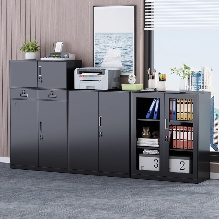 Office metal file cabinet with lock, low cabinet, floor standing file storage cabinet, double-sided data cabinet, steel storage cabinet