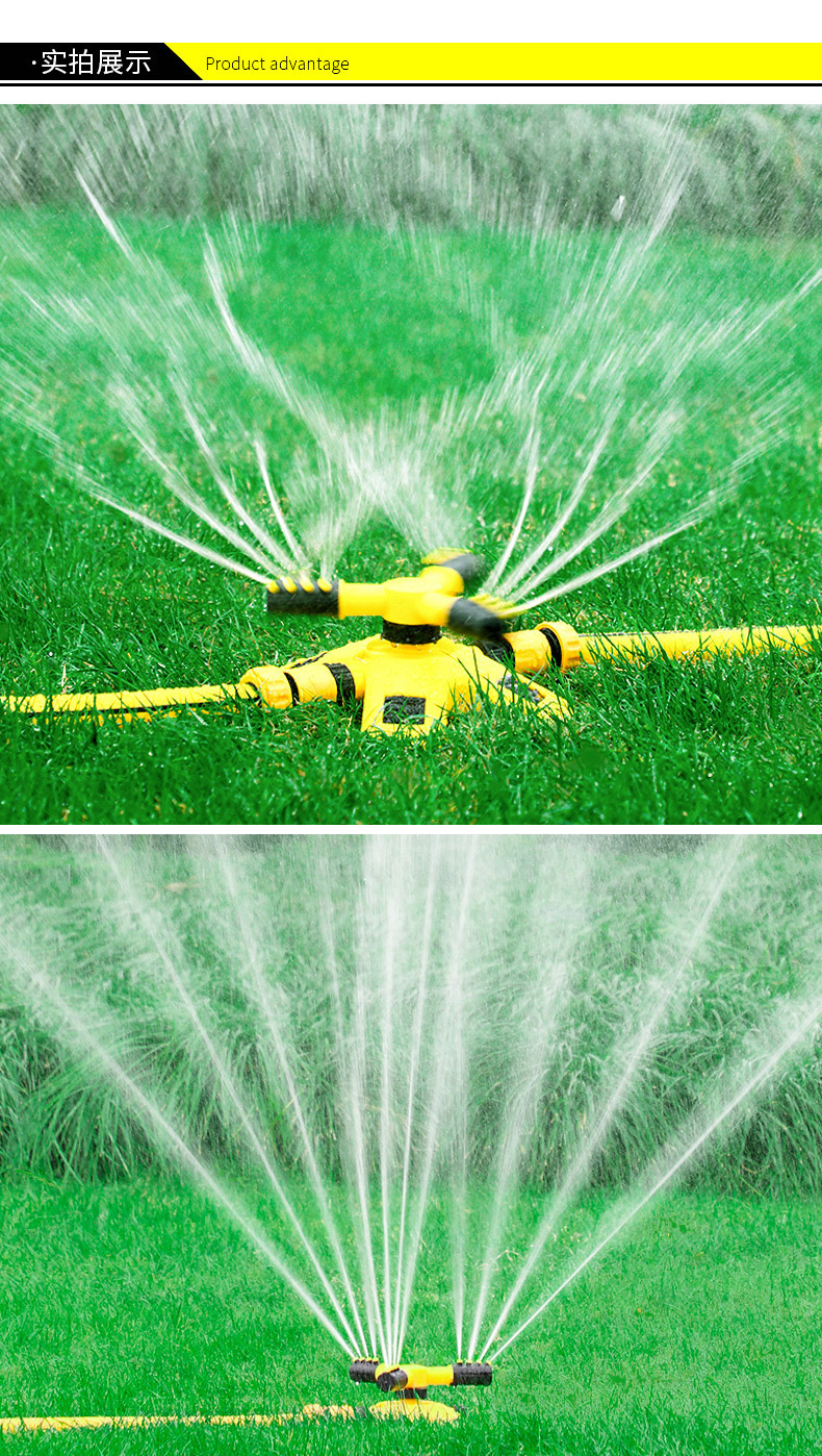 360 degree automatic rotating sprinkler, nursery irrigation rotating three-way sprinkler series sprinkler, watering plants