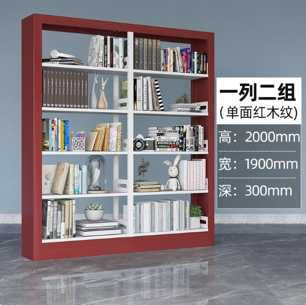 Steel bookshelf, book reading rack, household book storage rack, archive storage rack, double-sided data rack, minimalist design