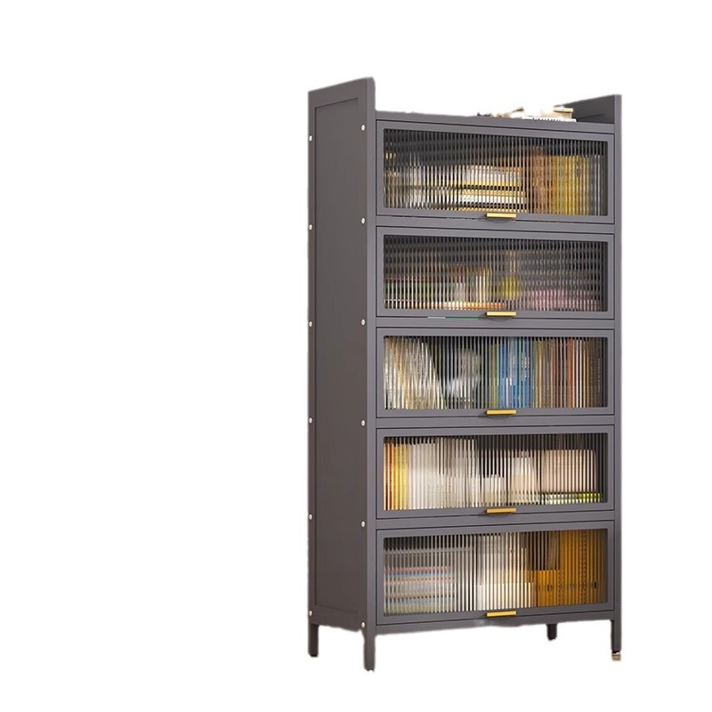 Steel Bookcase with Door, Children's Bookshelf, Dustproof Storage Cabinet, Home Display Cabinet, Bedroom Floor Storage Cabinet, Storage Rack