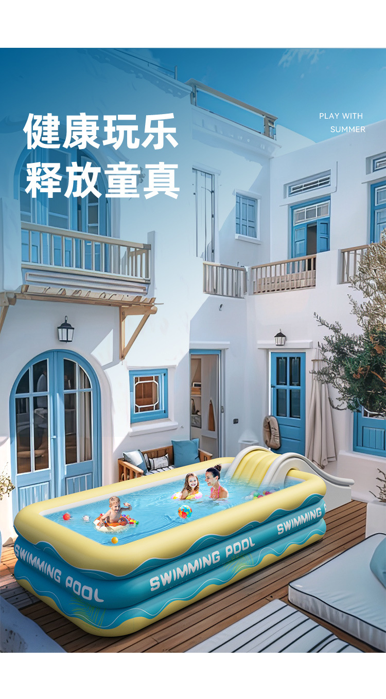 Overseas inflatable swimming pool for home, outdoor, baby, children, family, adult, thick square play pool