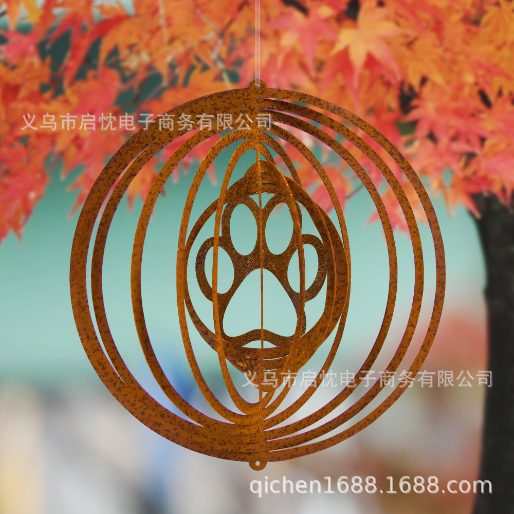 Factory direct sales supply Amazon independent station rusty metal wind chimes 3D heart wind chimes garden outdoor decoration