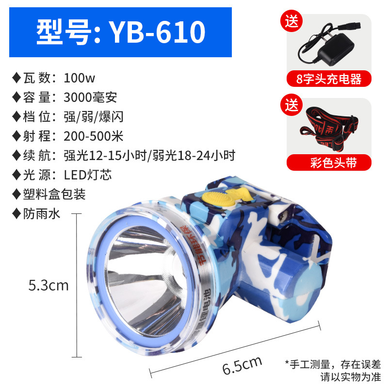 Strong light headlight, outdoor LED ultra bright long-range spotlight, bald head, wearable night fishing mineral light, long endurance, lithium battery charging