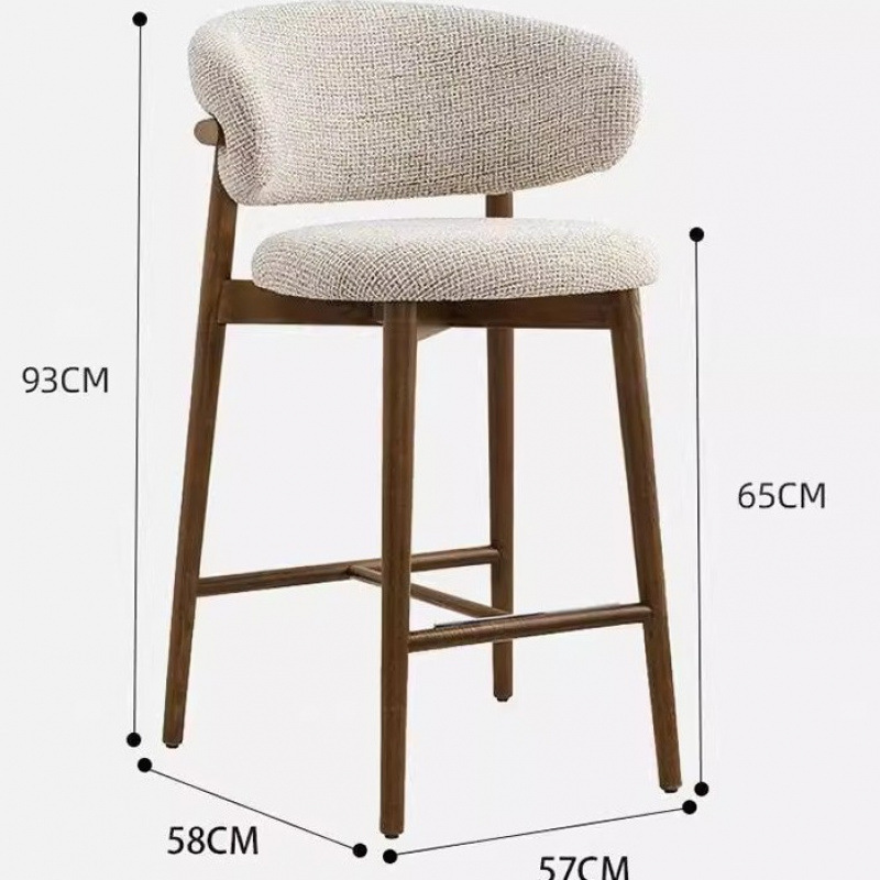 Modern solid wood bar counter chair, Nordic kitchen chair, household small dining chair, backrest, hotel restaurant, leisure high chair