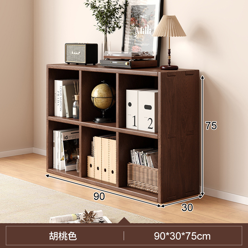 Solid wood bookshelf, floor to ceiling, household bedroom, bedside table, bookshelf, integrated sandwich, bedside storage cabinet, living room cabinet
