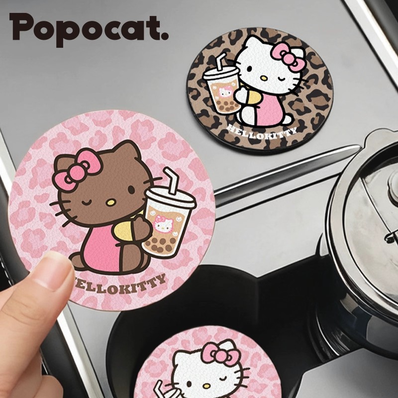 Подставка для автомобиля Leopard Kitty Cat, красивая изоляционная прокладка, кофейный коврик, милые автомобильные вкусности, кожаная подставка для воды