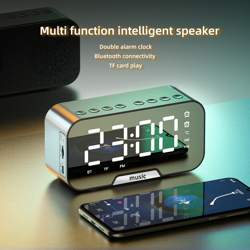 Умная Bluetooth-колонка будильник Q5 с зеркальным экраном