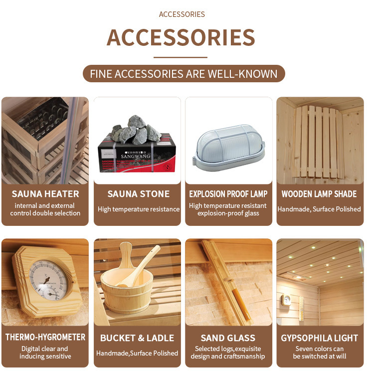 Factory hot selling luxury outdoor sauna room cedar/hemlock wood steam sauna garden cottage