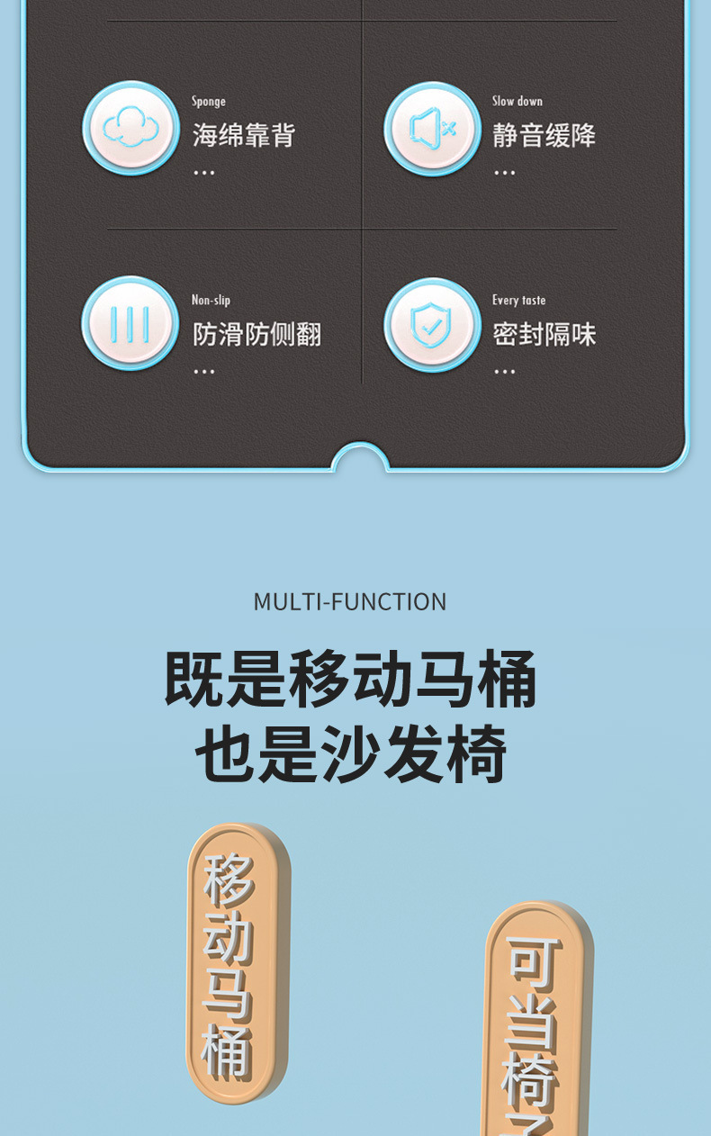 Toilet for the elderly, movable toilet with armrests, indoor portable, pregnant women's bedpan, toilet chair, cleaning