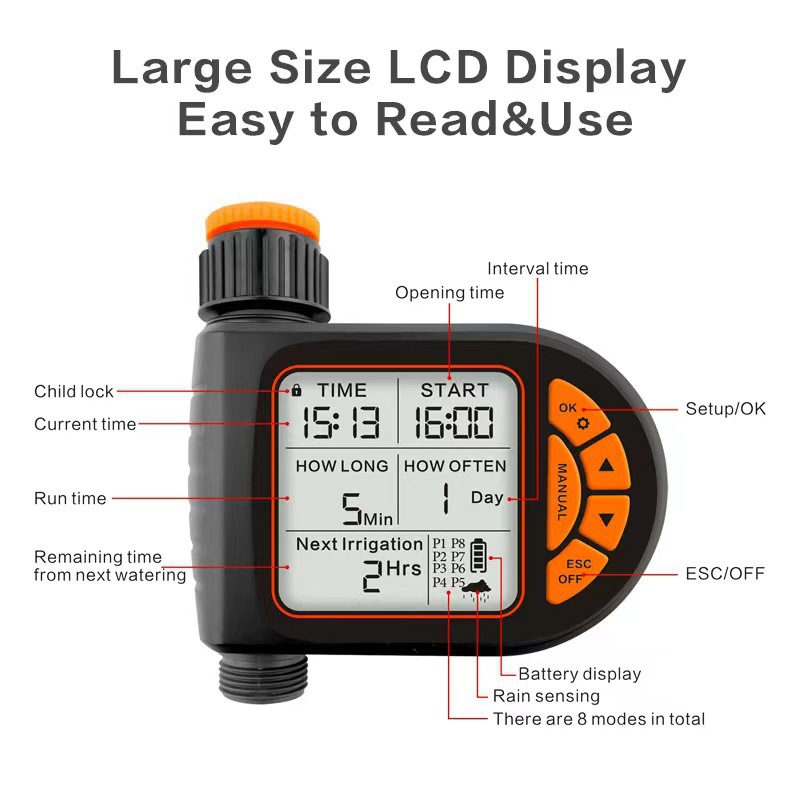 Intelligent timed gardening automatic watering device, garden balcony, farm watering timer, outdoor irrigation controller