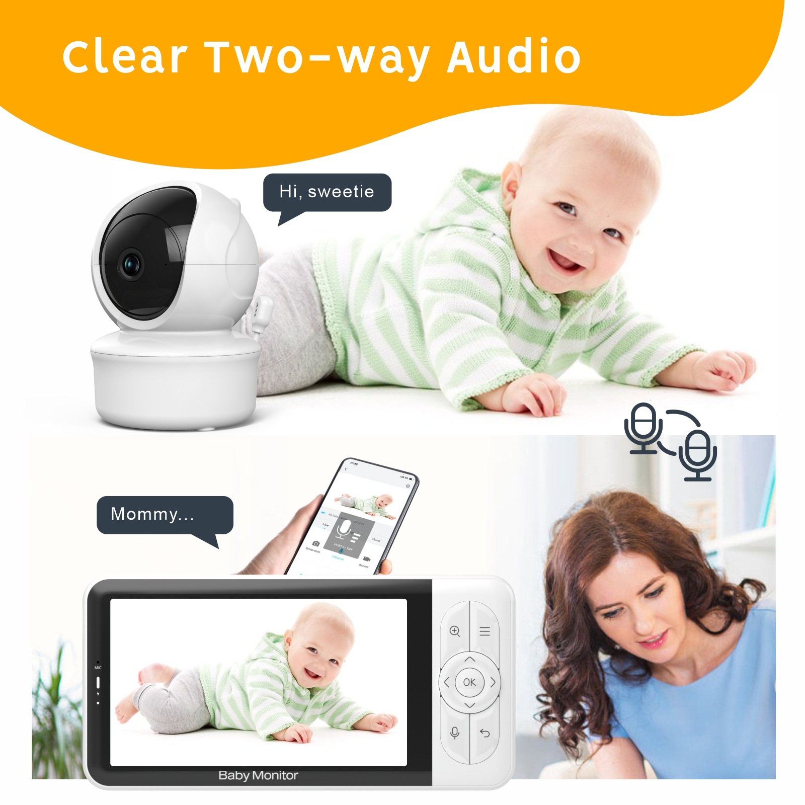 Радионяня Baby Monitor baby6t с поворотной камерой и 5-дюймовым экраном