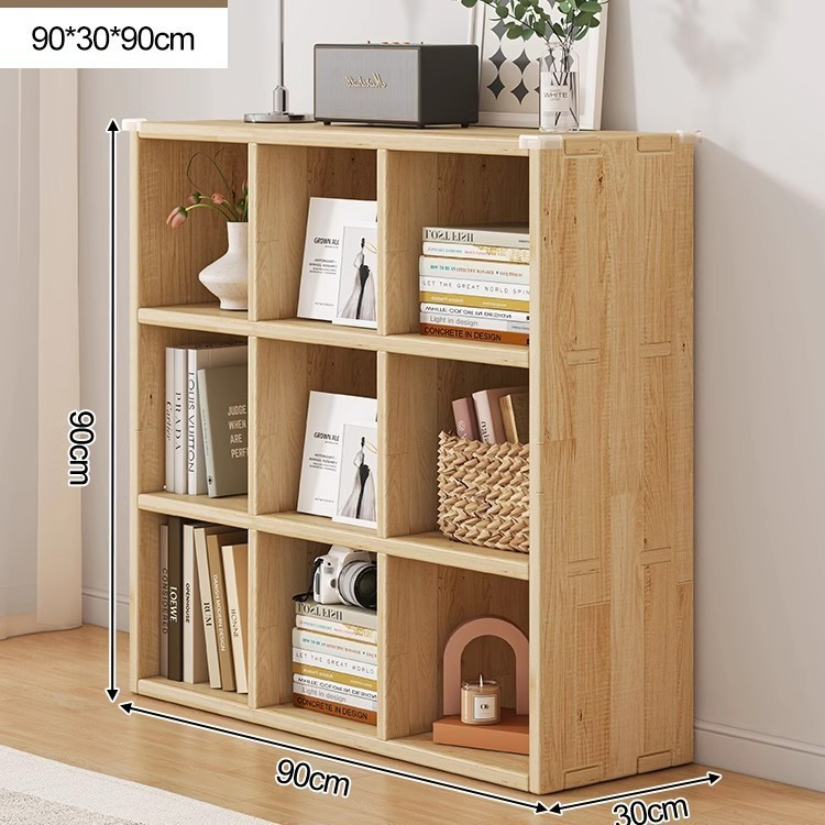 Solid wood bookshelf, floor to ceiling, household bedroom, bedside table, bookshelf, integrated sandwich, bedside storage cabinet, living room cabinet
