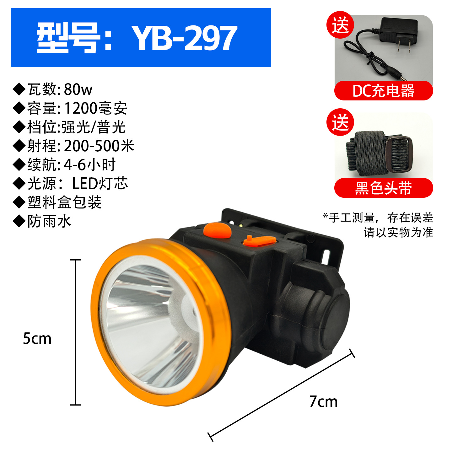 Strong light headlight, outdoor LED ultra bright long-range spotlight, bald head, wearable night fishing mineral light, long endurance, lithium battery charging