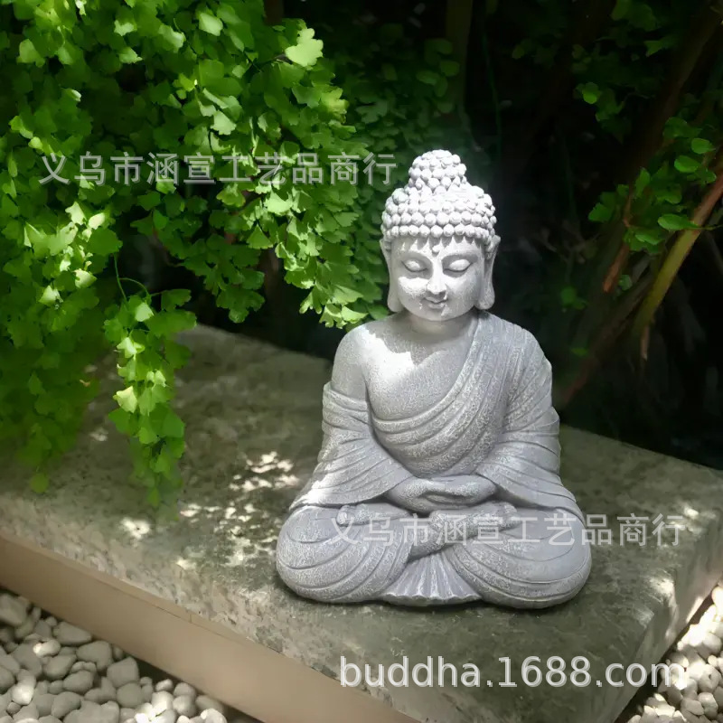Garden Buddha Statue Decoration Chinese Zen Shakyamuni Sitting Statue Courtyard Decoration Landscape Study Entrance Photography Props
