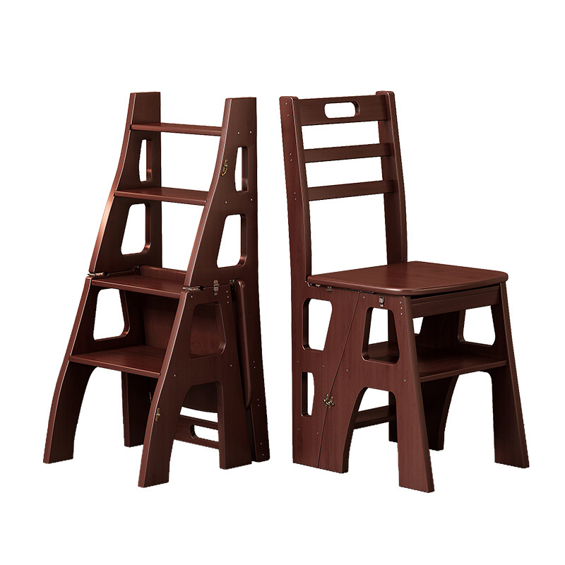 Solid wood ladder stool, household folding dual-use ladder chair, kitchen climbing and retrieval multifunctional and steady climbing ladder stool