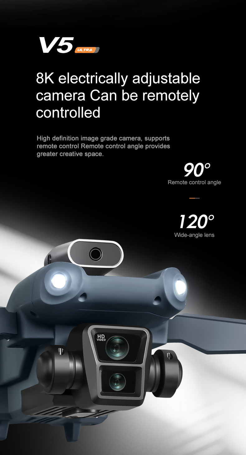 Cross border V5 unmanned aerial vehicle dual camera aerial photography with screen remote control aerial photography aircraft folding remote control aircraft
