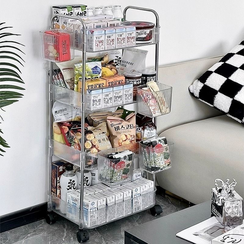 High aesthetic acrylic trolley, bathroom and bathroom storage rack, multifunctional kitchen and snack multi-layer storage rack