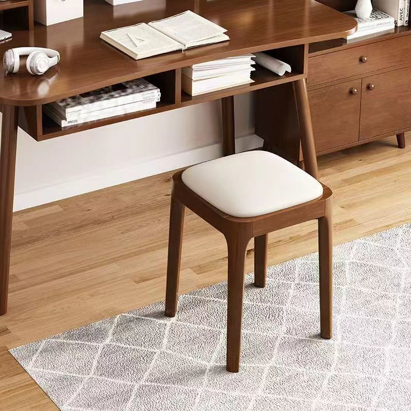 Solid wood stool for household use, stackable soft bag stool, living room wooden low stool, simple modern small square stool, dining table chair