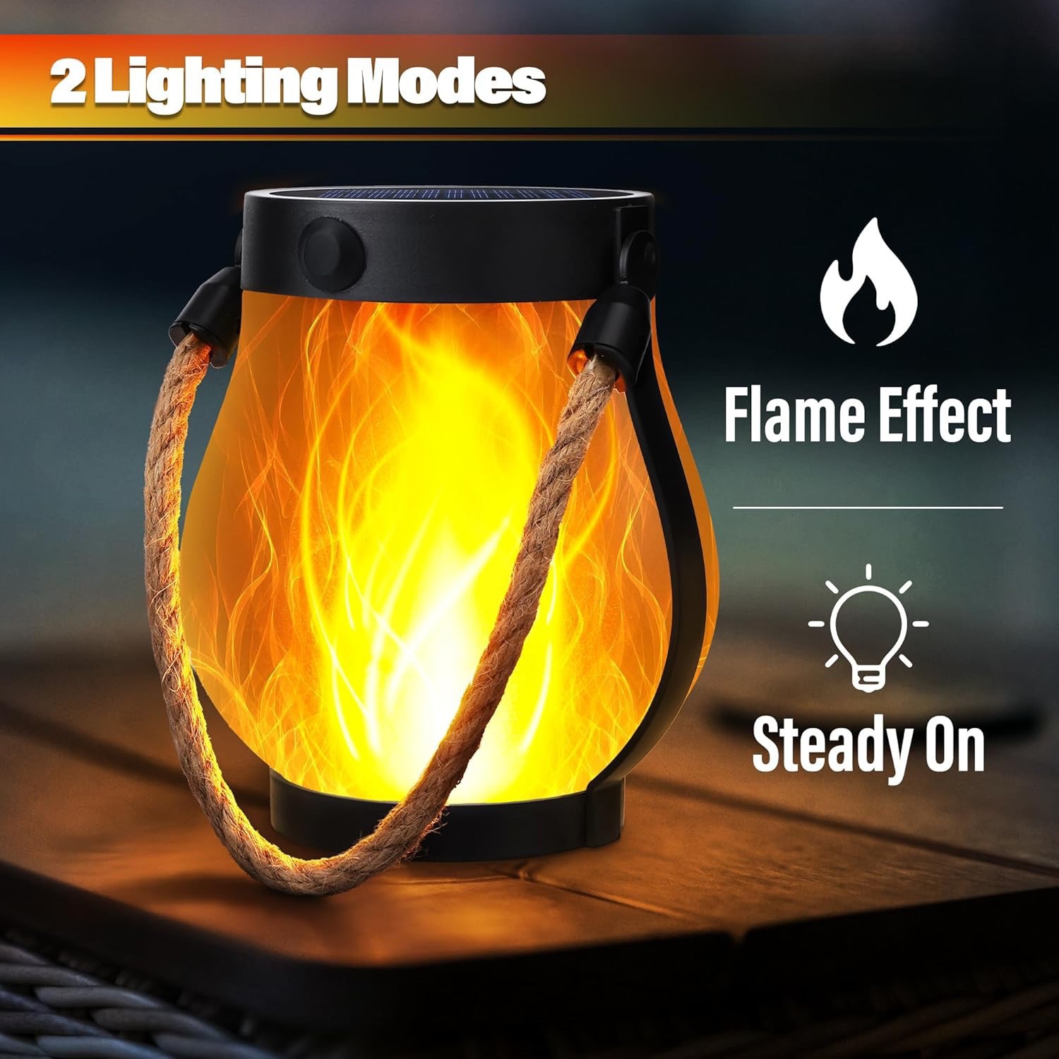Cross border solar flame lamp hemp rope lantern courtyard garden decoration Mason lamp solar USB courtyard lamp