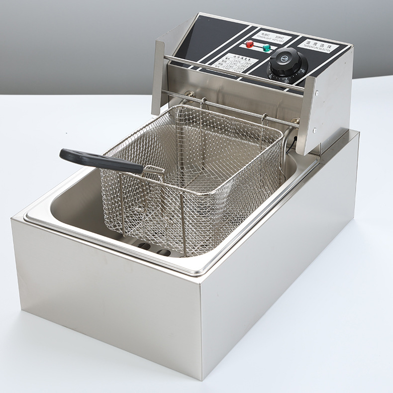 Source manufacturer commercial desktop stainless steel fryer, Western kitchen French fry machine, fried chicken fryer, electric fryer