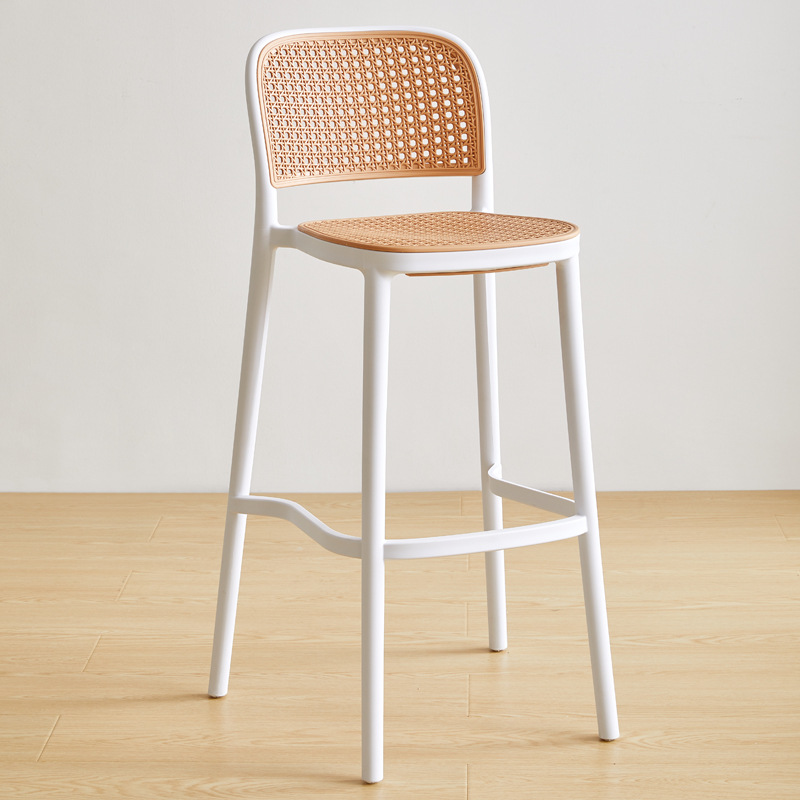 Modern minimalist plastic wicker chair for home dining, stackable backrest chair, Nordic vintage chair, restaurant hollowed out chair