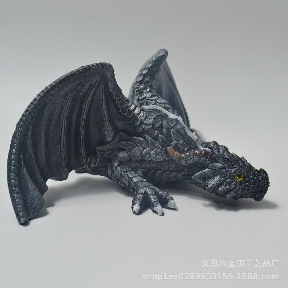 Cross border Garden Outdoor Gothic Dragon Squat Dragon Sleeping Dragon Resin Sculpture Decoration