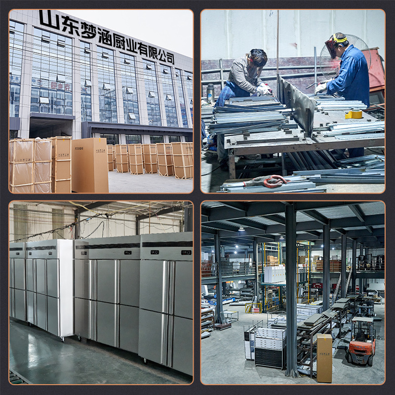 Flat cooling operation table, commercial 4-6 door freezer, stainless steel fresh-keeping refrigeration workbench, dual temperature operation table