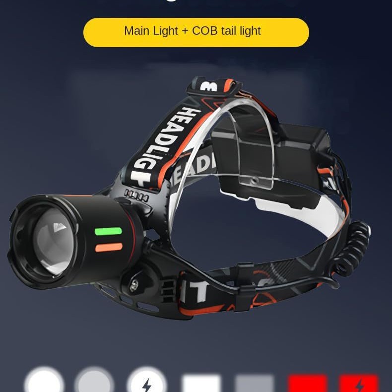 New cross-border white laser headlights with long-range LED rechargeable outdoor patrol zoom headlights