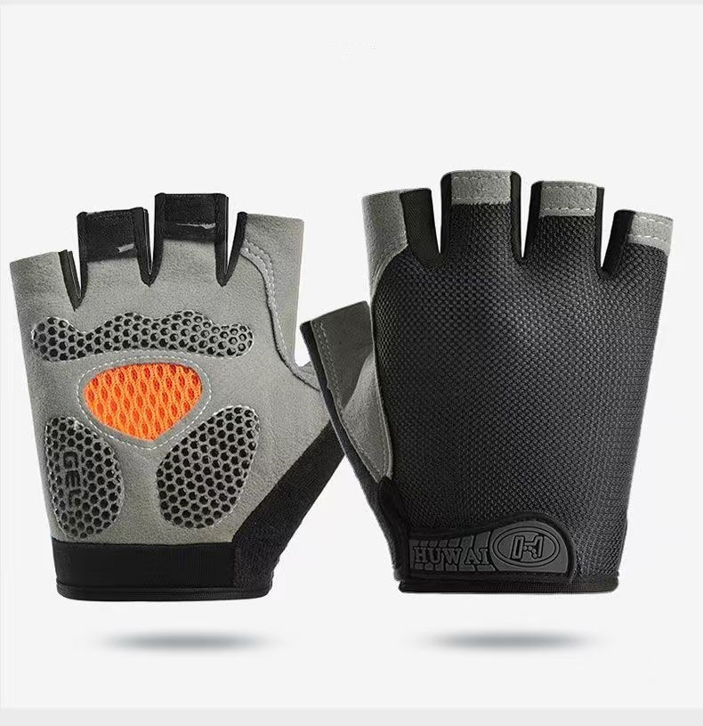 Cycling Half Finger Gloves Outdoor Sports Sunscreen Anti slip Men's and Women's Fitness Mesh Summer Bicycle Protection Ultra thin Breathable