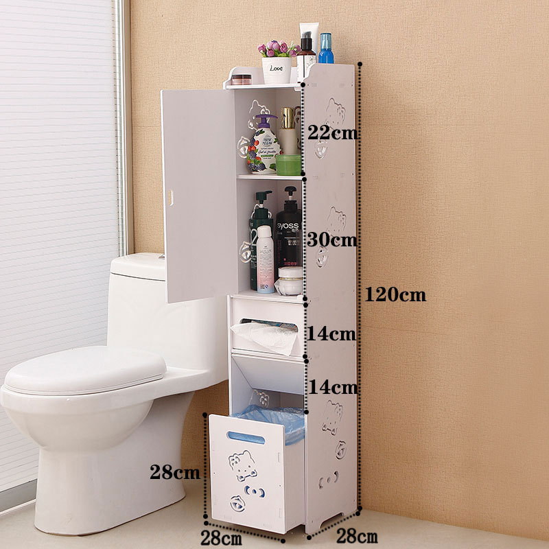 Bathroom side cabinet, toilet side cabinet with garbage bin, bathroom crevice shelf, toilet storage, waterproof storage cabinet