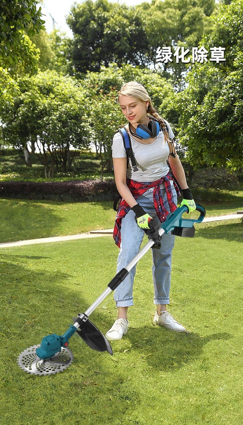 21V10 inch brushless lawn mower with electric cutting of shrubs, long handle and extendable trimming of lawns, weeding machine, trimming machine