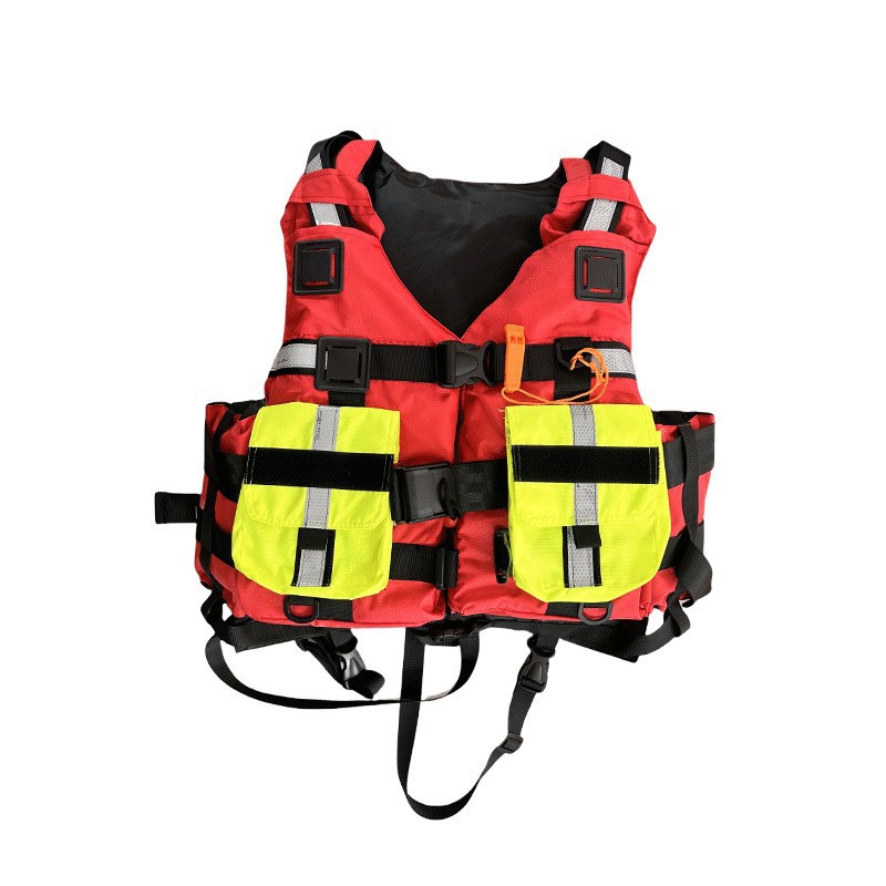 Water rapids life jackets with high buoyancy, large pockets for flood prevention, heavy rescue life jackets for flood control, flood resistance, disaster relief and rescue