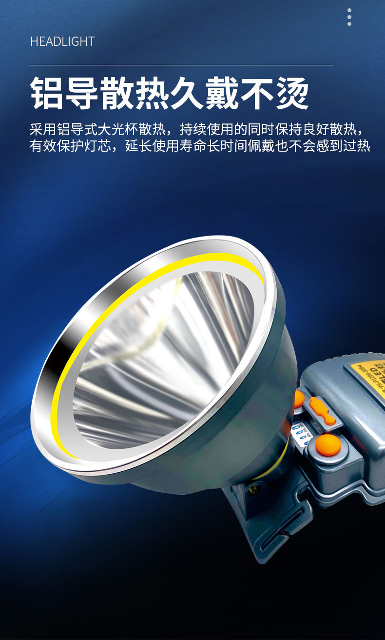 工厂批发超亮耀火头灯 感应白光黄光钓鱼灯激光炮长续航LED手电筒