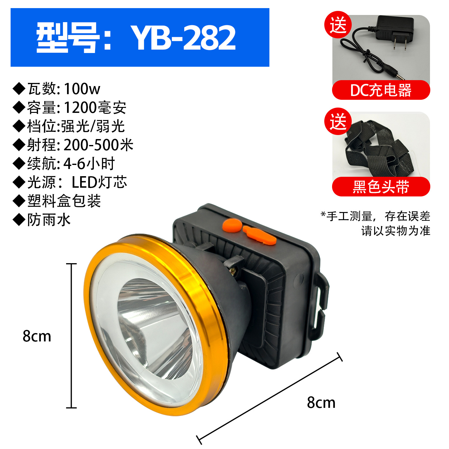 Strong light headlight, outdoor LED ultra bright long-range spotlight, bald head, wearable night fishing mineral light, long endurance, lithium battery charging