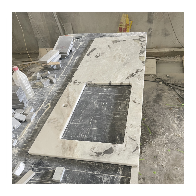 Customized natural Fanti white luxury stone washbasin countertop, marble countertop panel, stone, whole house customization