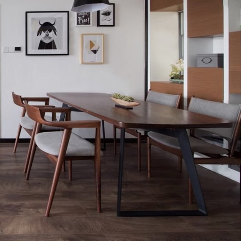 Nordic solid wood dining table for home use, medieval small unit, minimalist wooden dining table, rectangular minimalist restaurant dining table