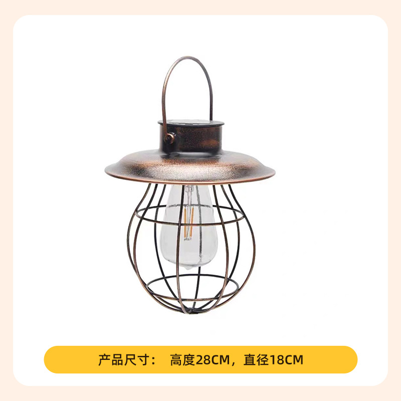 太阳能复古挂灯铁艺LED吊灯庭院灯吊灯阳台防水室外花园灯笼装饰