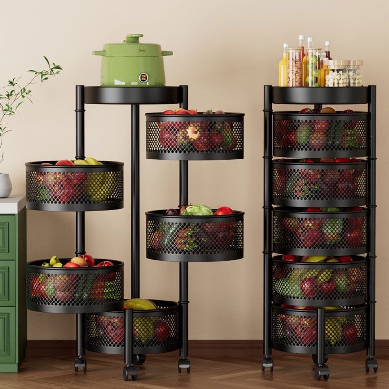 Rotating storage rack, kitchen vegetable floor, multi-layer fruit and vegetable basket, household multifunctional mobile storage rack
