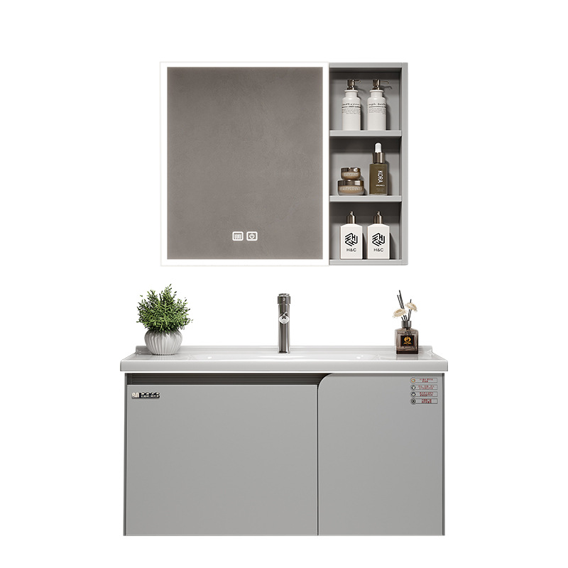 Single stainless steel space aluminum bathroom cabinet combination washbasin bathroom balcony ceramic integrated washbasin basin