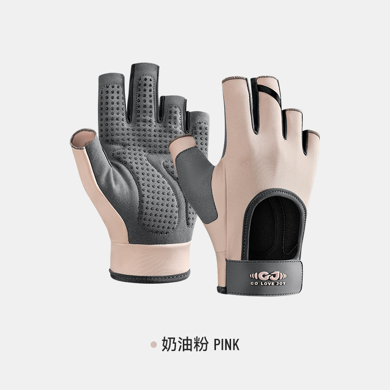 Outdoor cycling gloves, women's yoga training, cycling equipment, anti slip silicone shock absorption, fitness half finger gloves, men's