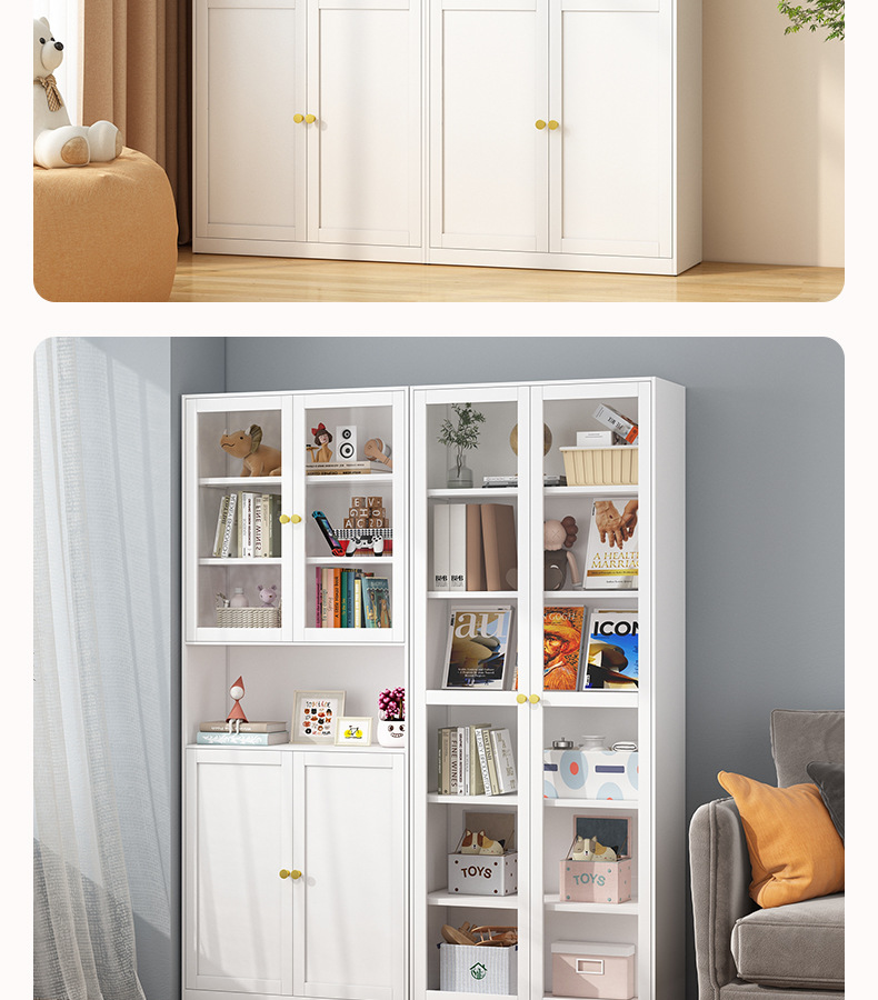 Steel wrought iron bookshelf, dustproof glass door storage cabinet, iron sheet office file cabinet, data display and storage cabinet