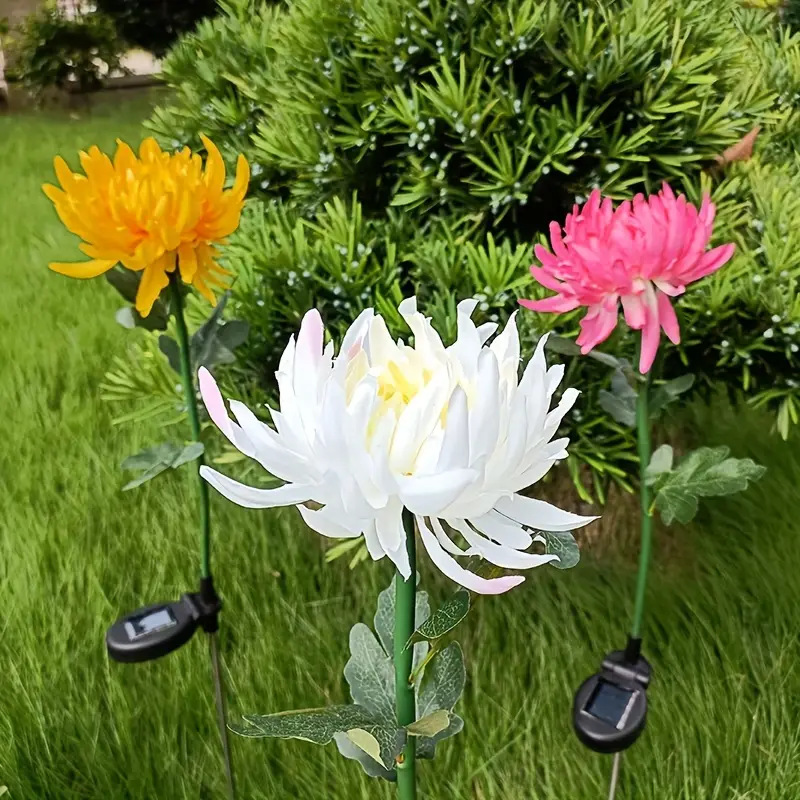 Solar simulation chrysanthemum automatic sensing single head decoration courtyard garden wedding props silk atmosphere lamp