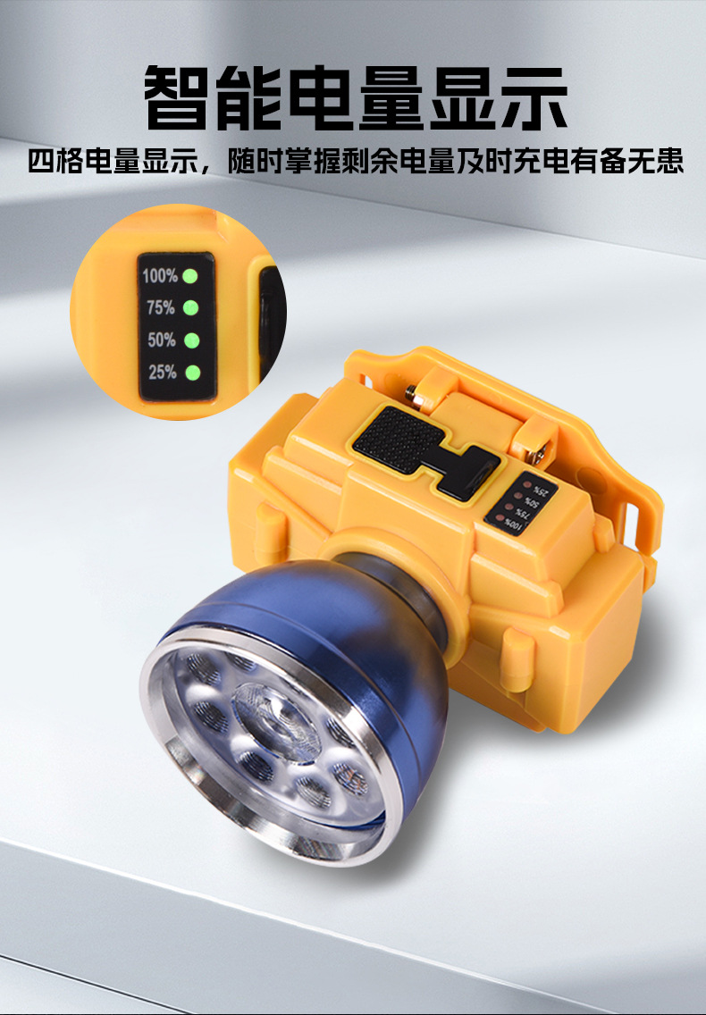 Strong light headlight, outdoor LED ultra bright long-range spotlight, bald head, wearable night fishing mineral light, long endurance, lithium battery charging