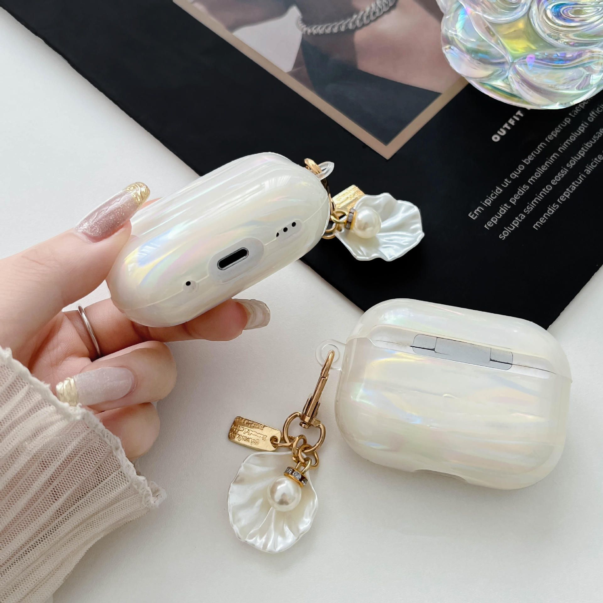 适用AirPods1/2代蓝牙耳机保护套 3代Pro仿真贝壳纹 Pro2软壳批发