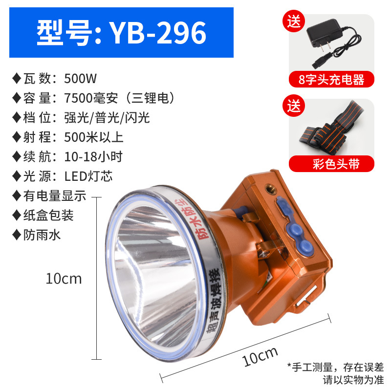 Strong light headlight, outdoor LED ultra bright long-range spotlight, bald head, wearable night fishing mineral light, long endurance, lithium battery charging